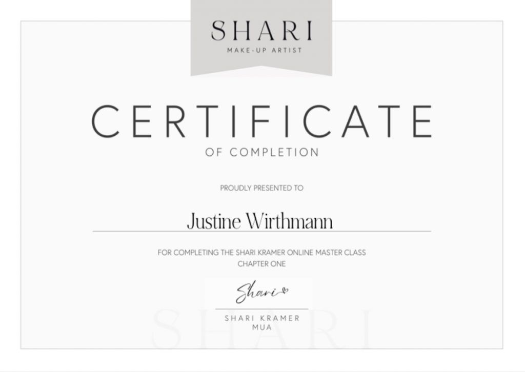 Shari - Make Up Masterclass Certificate